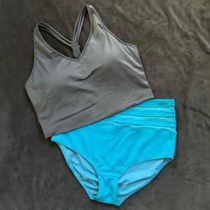 KIAVA swimwear, NWOT, black top, teal bottoms